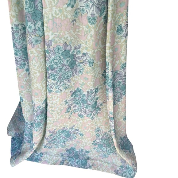 Vintage 70s Blue Floral Chiffon Maxi Dress Sheer Sleeves Empire Waist Boho S/M - Picture 5 of 5